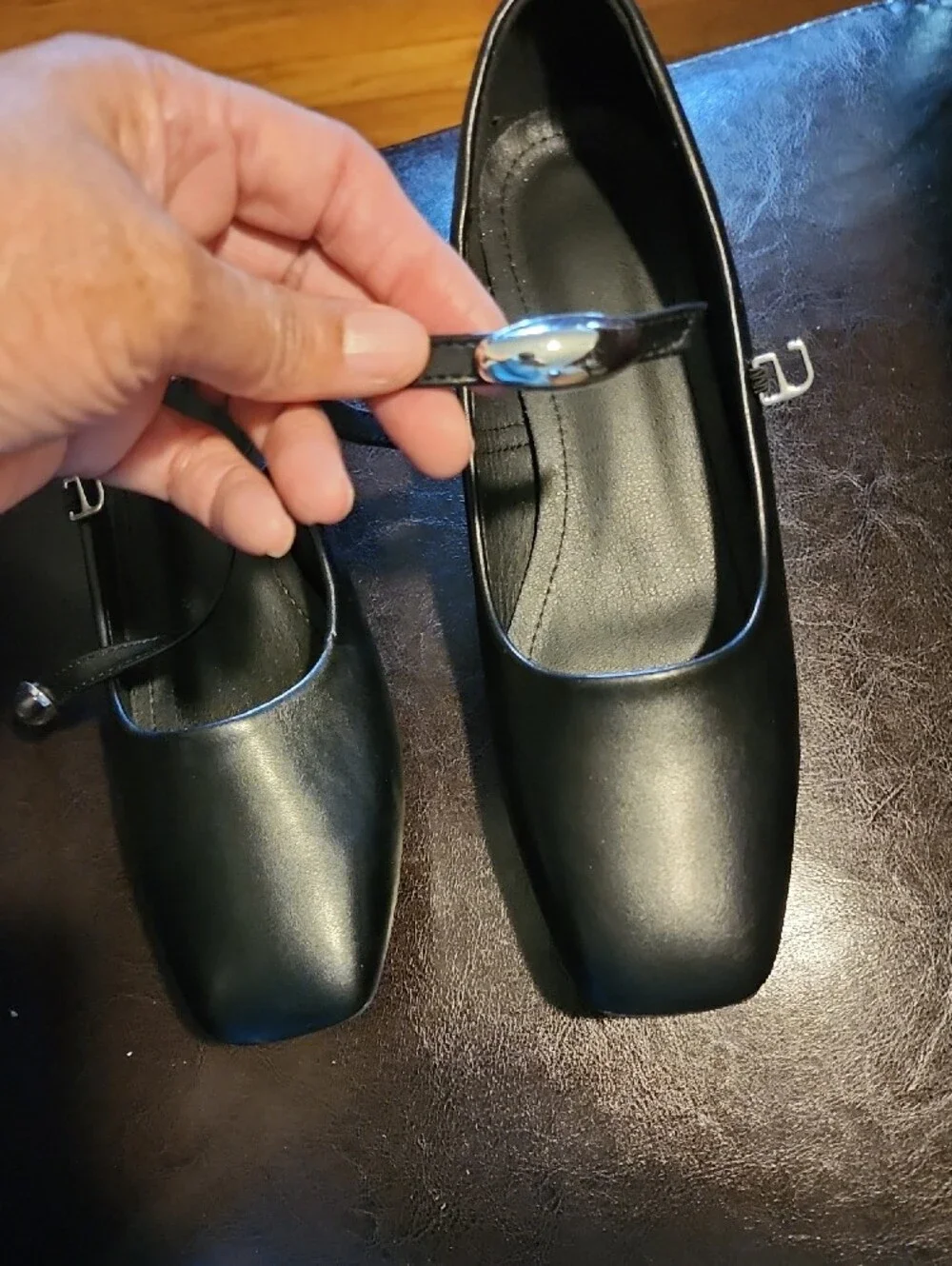 Classic Black Mary Jane Flats with Buckle Strap